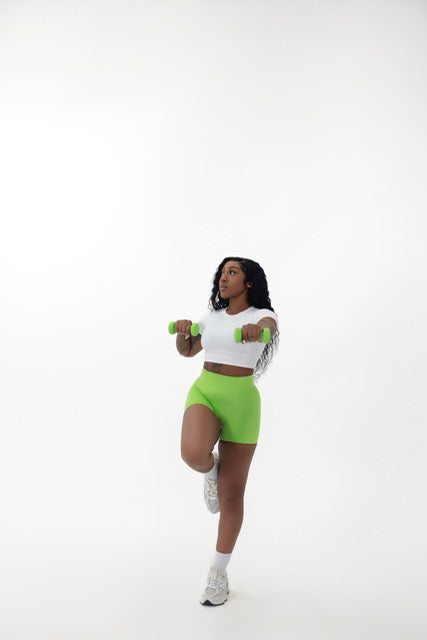 Amp Crop Top - White/Lime Green