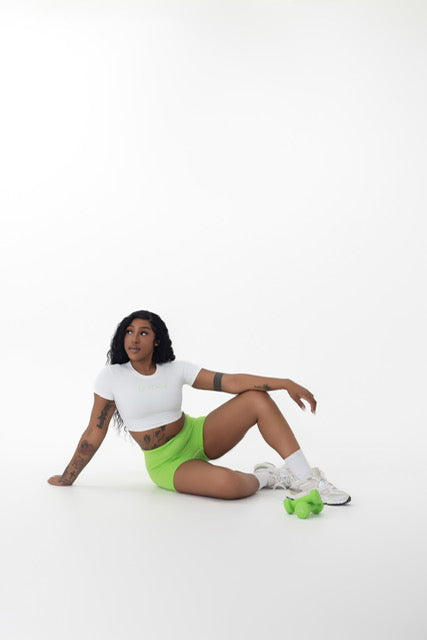 Amp Crop Top - White/Lime Green